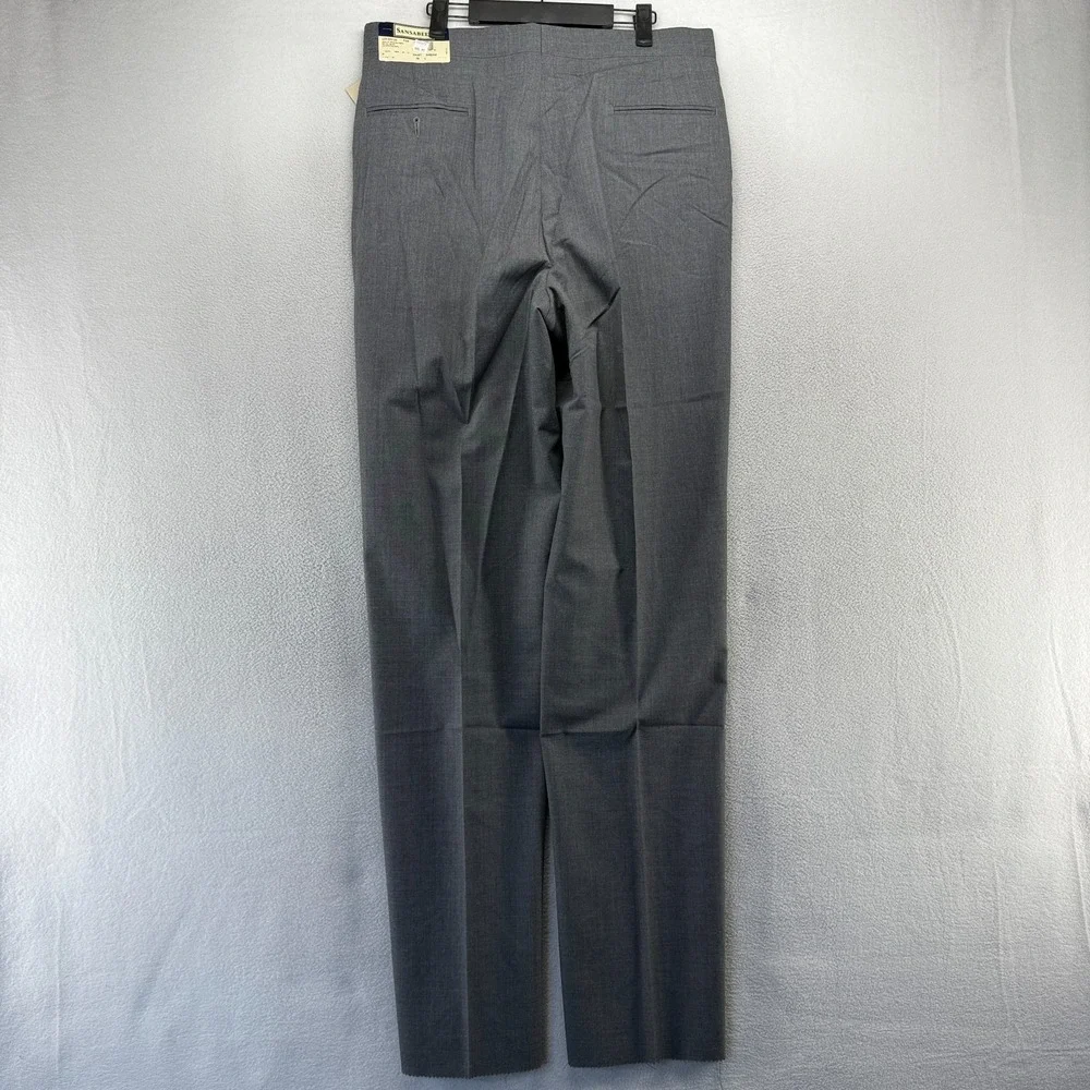 Vintage Sansabelt Dress Pants men's 36 Gray Trousers Unhemmed Wool Hook NEW